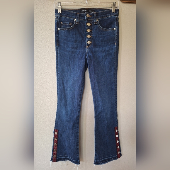 Veronica Beard Denim - Veronica Beard Jeans Carolyn 10" Baby Boot Crop Fray Womens Size 25